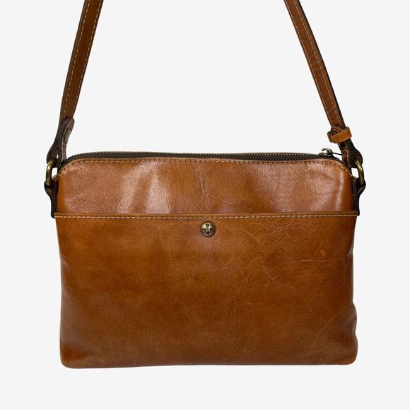 Patricia Nash Saddle Tan Leather Crossbody Bag Vintage Buckle Front Purse - Picture 7 of 16